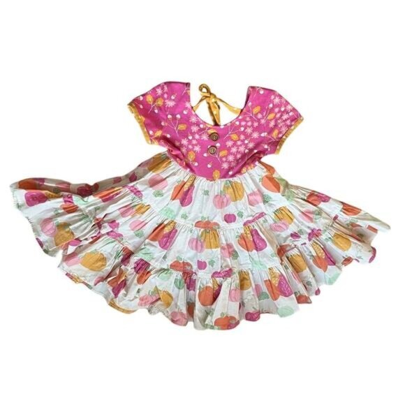 Eleanor Rose Britney Dress Girls Size 3 - 4 Pumpkin Acorn Short Sleeve - Picture 3 of 11